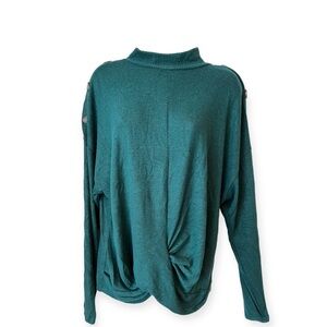 BCX Juniors Size XL‎ Hunter Green Boat Neck Twist Hem Sweater New With Tags
